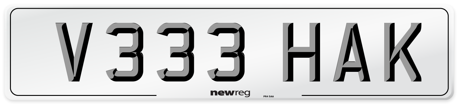 V333 HAK Number Plate from New Reg